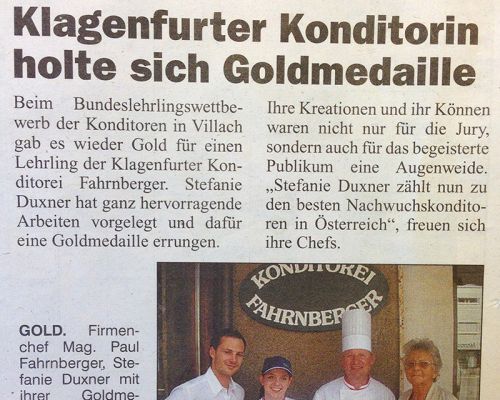 Klagenfurter Konditorei holte sich Goldmedaille